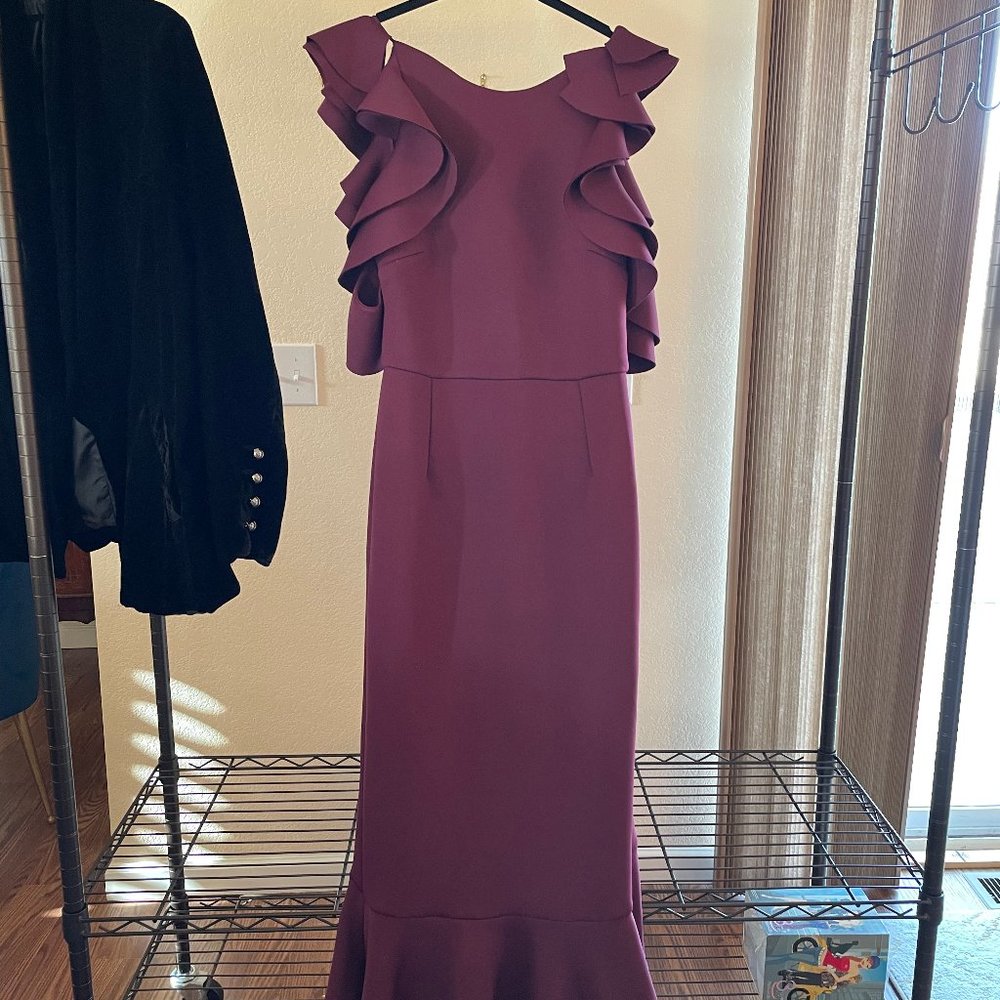 NWT ASOS ASOS RED CARPET Scuba Ruffle Fishtail Dress - Picture 5 of 16
